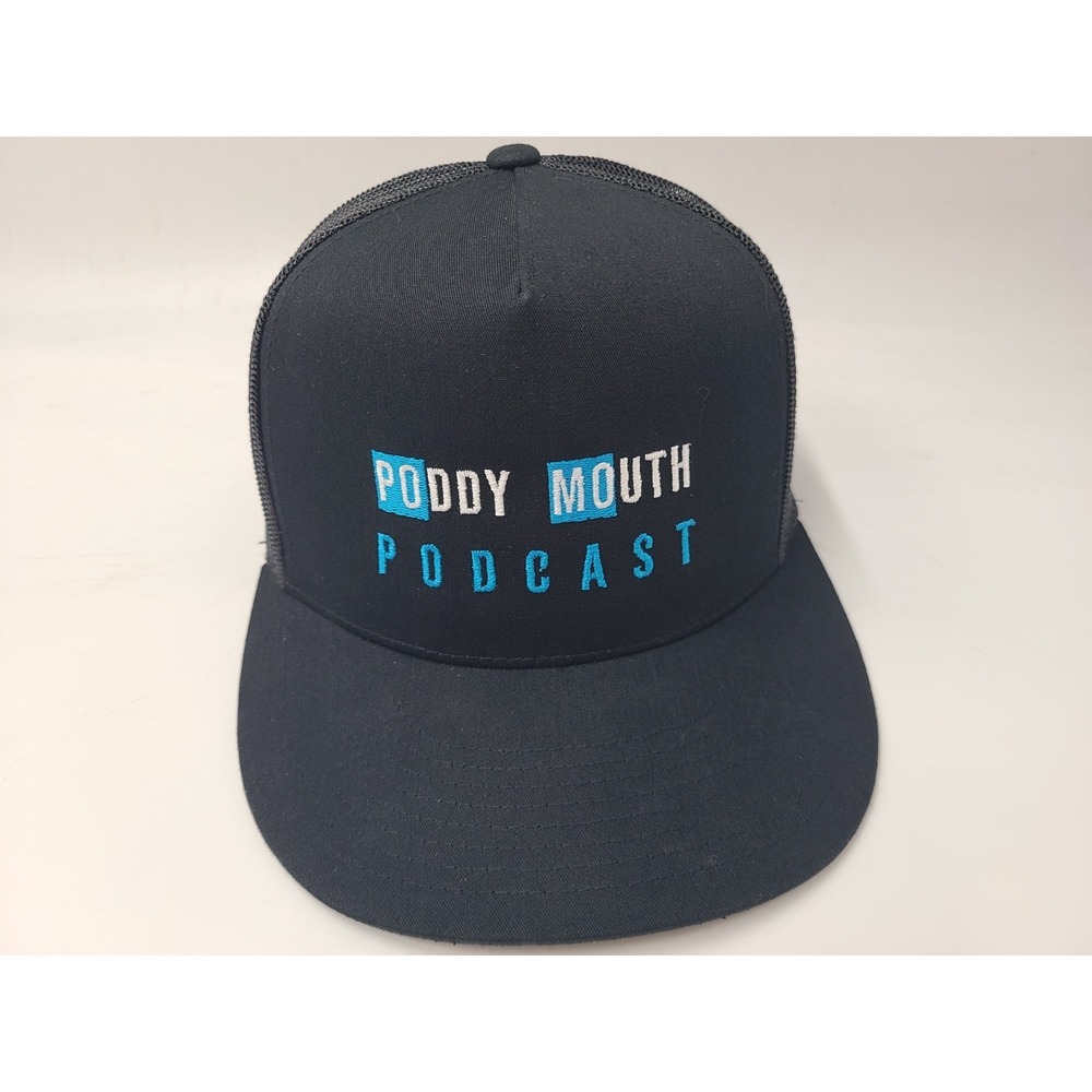 Poddy Mouth Podcast Yupoong Mesh Trucker Snapback Hat Cap Casual Men Women Black